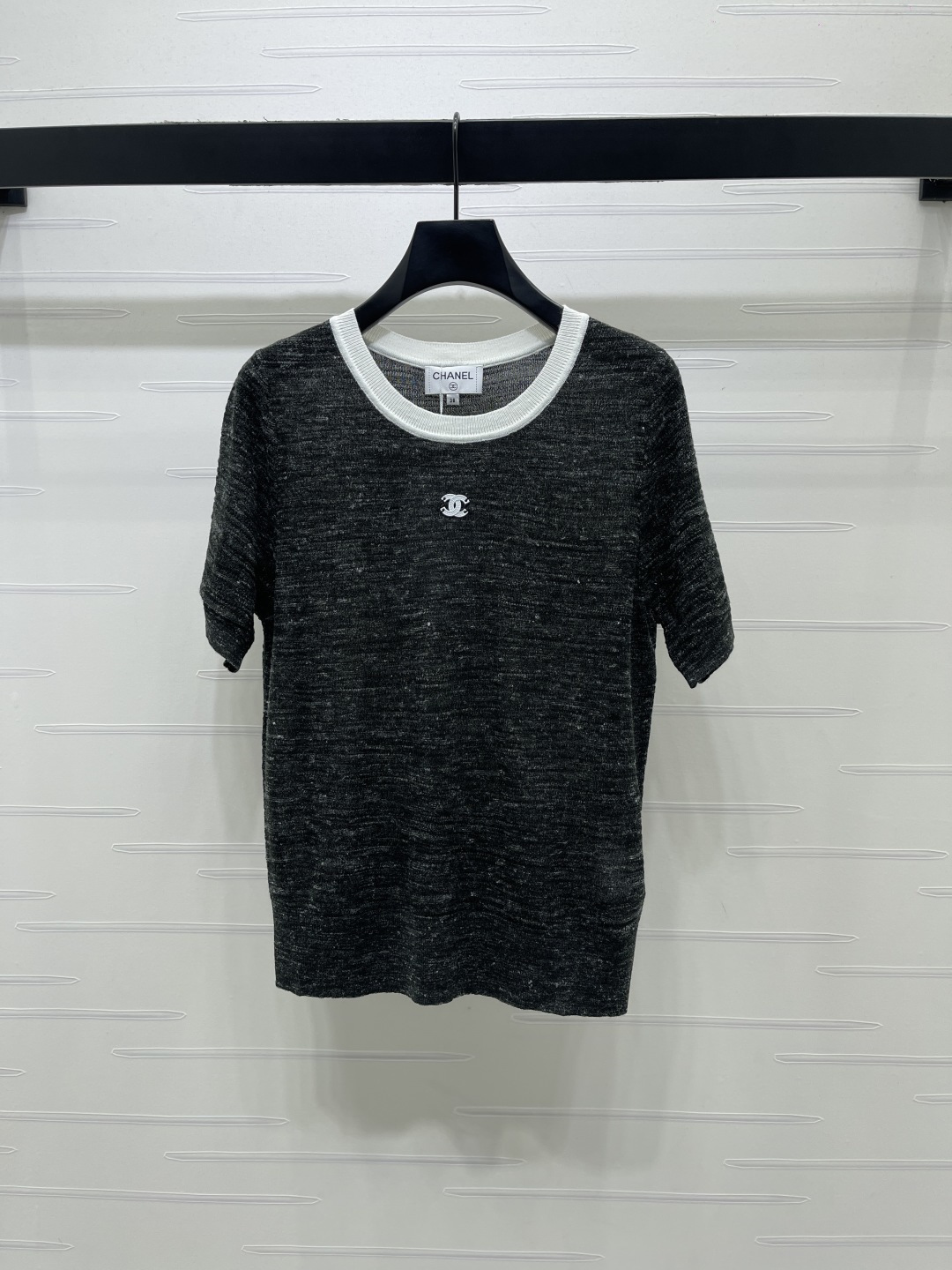 CHANEL シャネル ニット Tシャツ メンズ レディース ロング丈 薄手 軽量 シルエット グレー ブラック