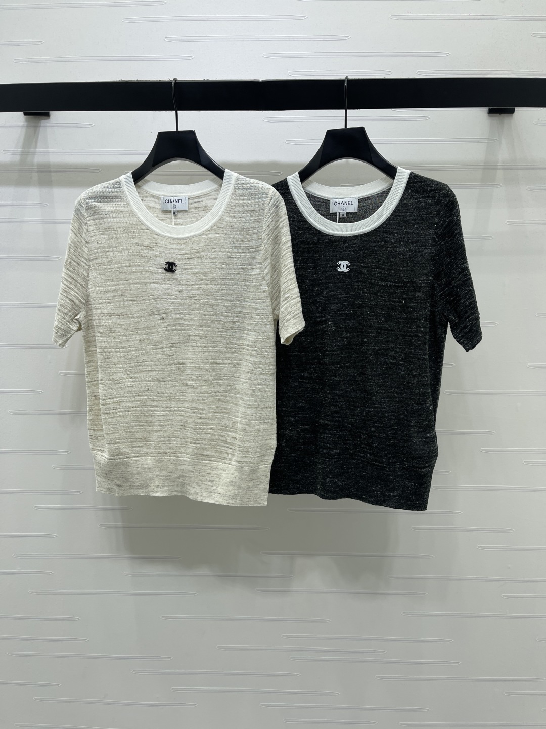 CHANEL シャネル ニット Tシャツ メンズ レディース 薄手 軽量 ロング丈 グレーブラック 全2色