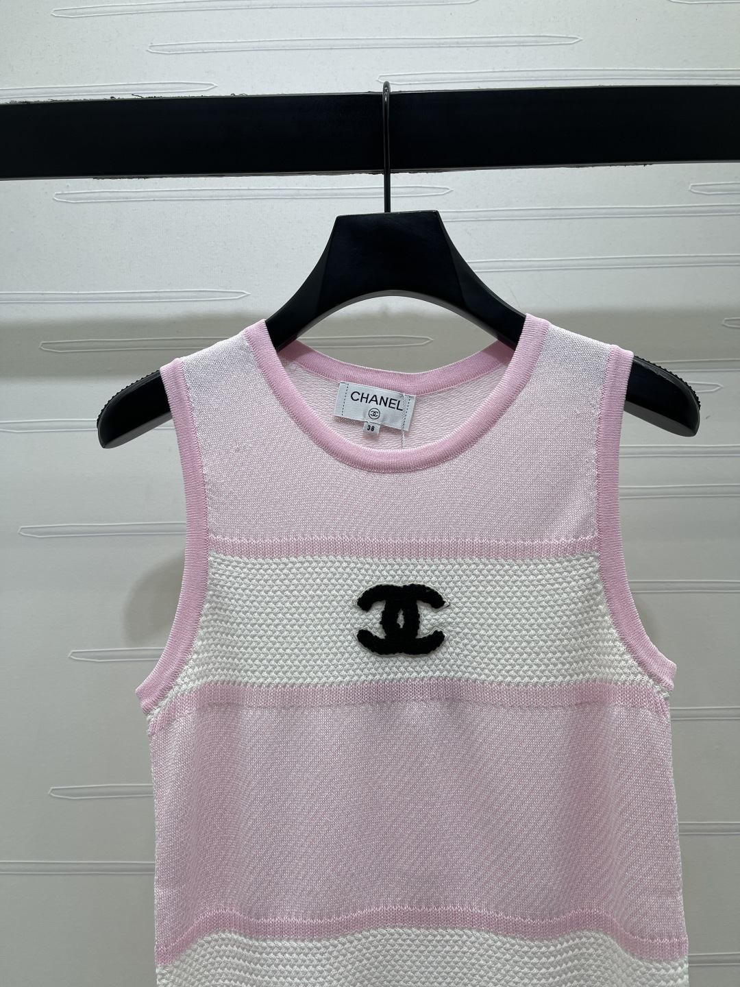 CHANEL シャネル ニット ウエストポーチ レディース ロング丈 ピンク ホワイト - 画像 3