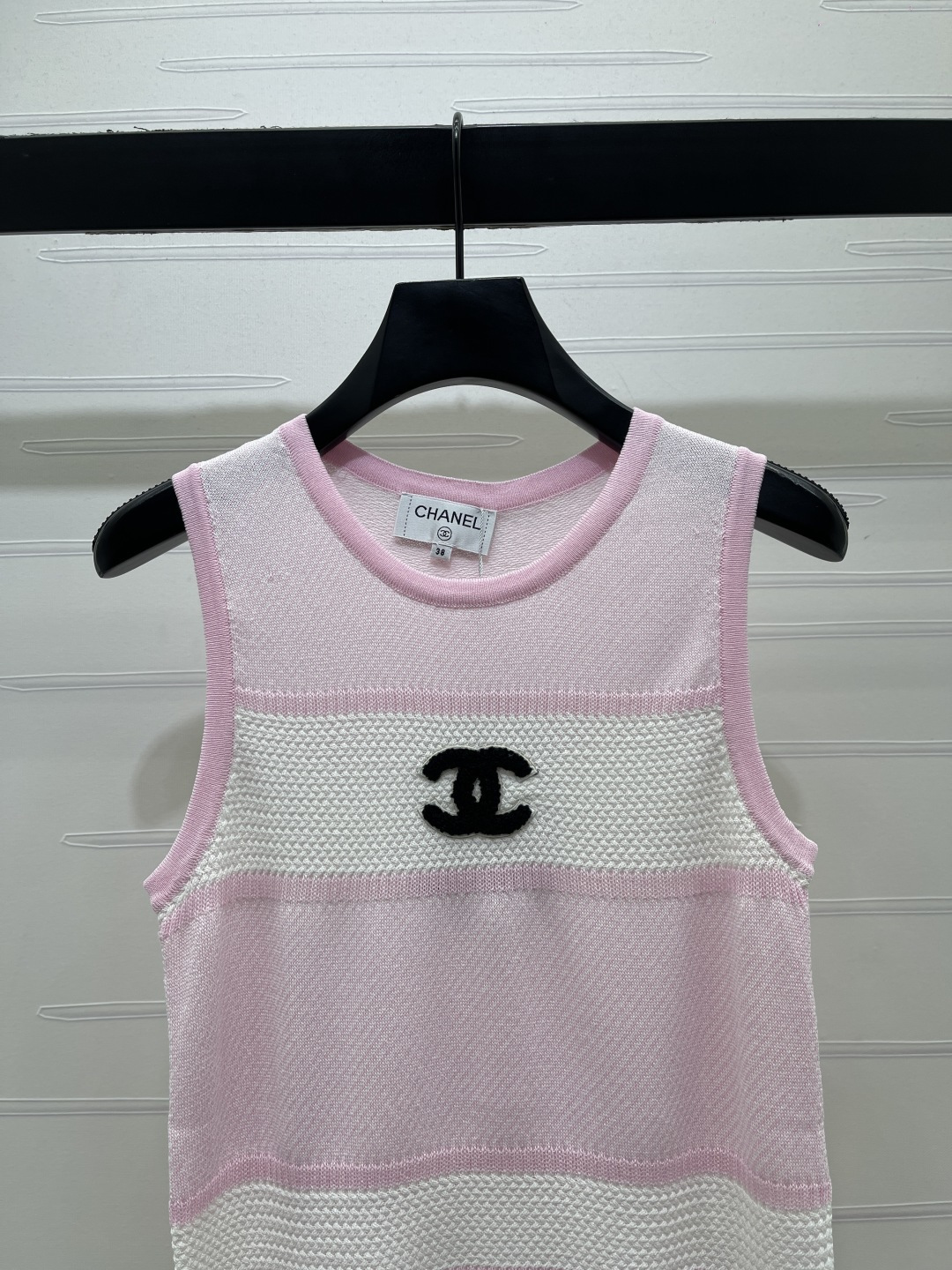 CHANEL シャネル ニット ウエストポーチ レディース ロング丈 ピンク ホワイト - 画像 4