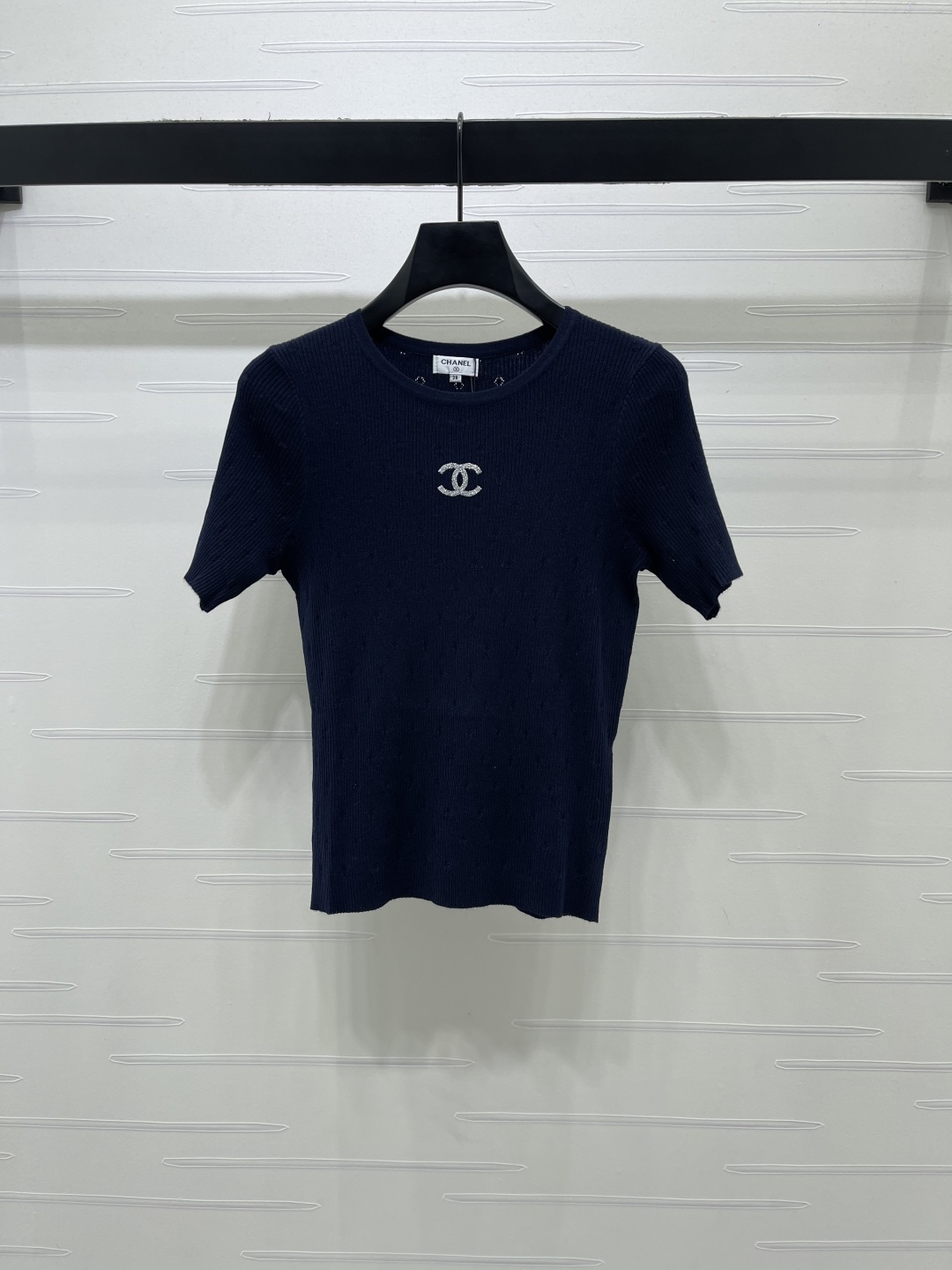 CHANEL シャネル ニット Tシャツ レディース 通気性 伸縮性 ロング丈 ブラック ホワイト