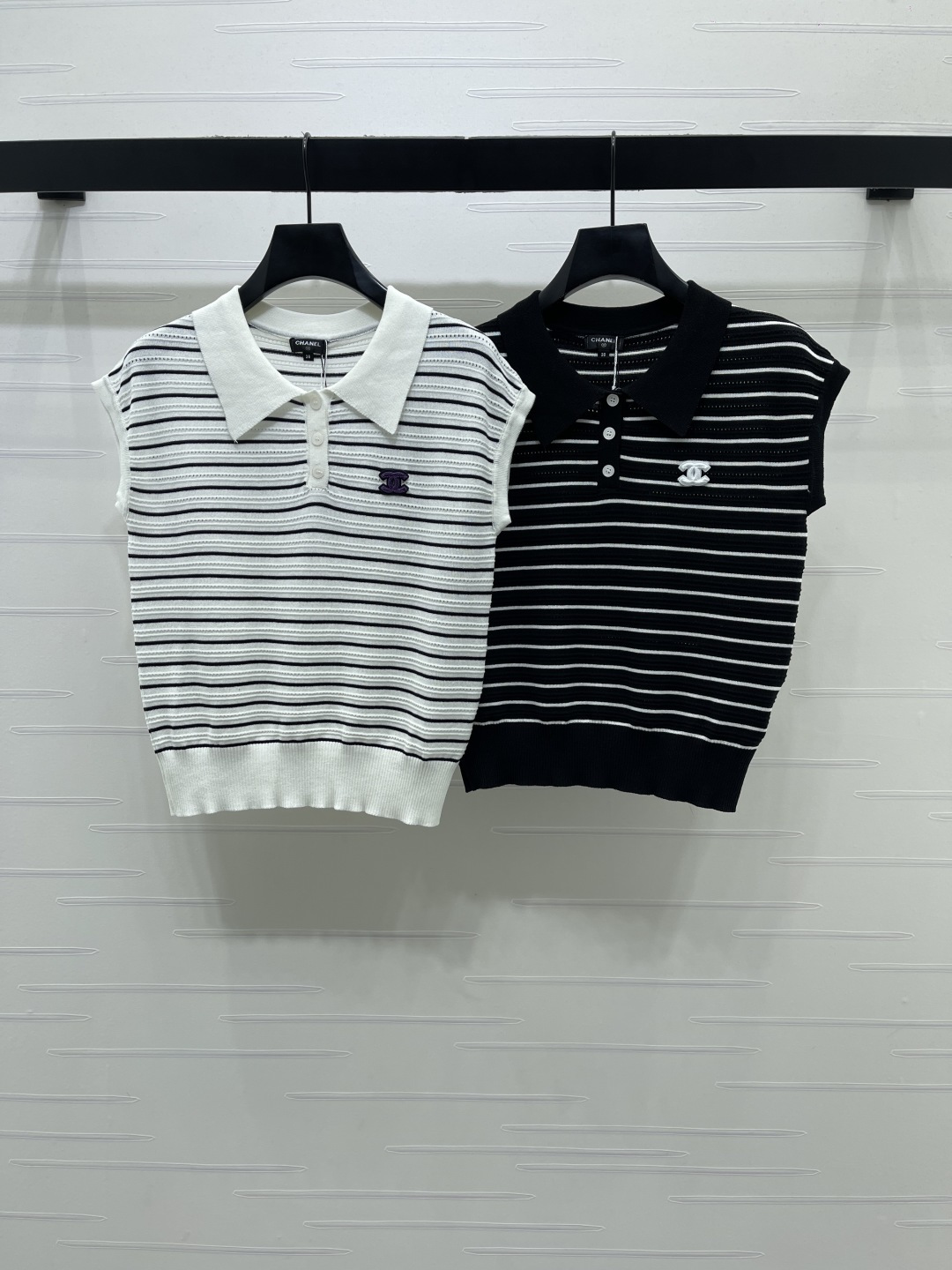 CHANEL シャネル ニット ウィメンズ オーバーサイズ ロンT デザイン ピケ地 ホワイト ブラック