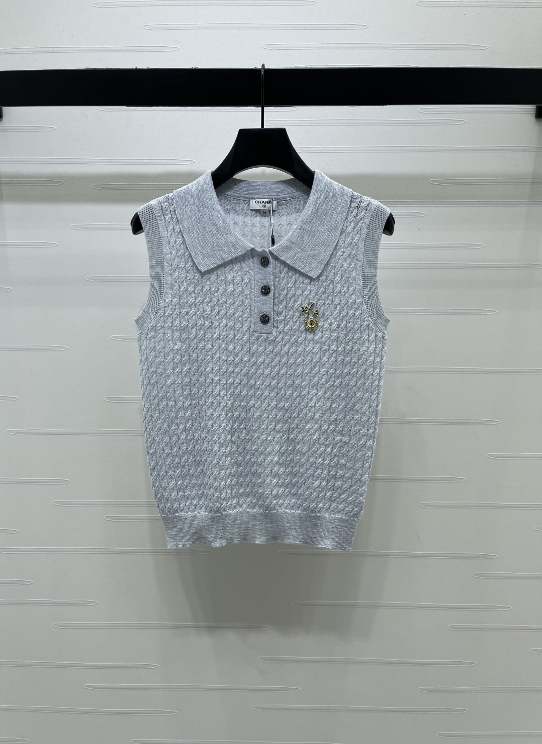 CHANEL シャネル ニット ポロネック セーター レディース インポート素材 ファッション グレー
