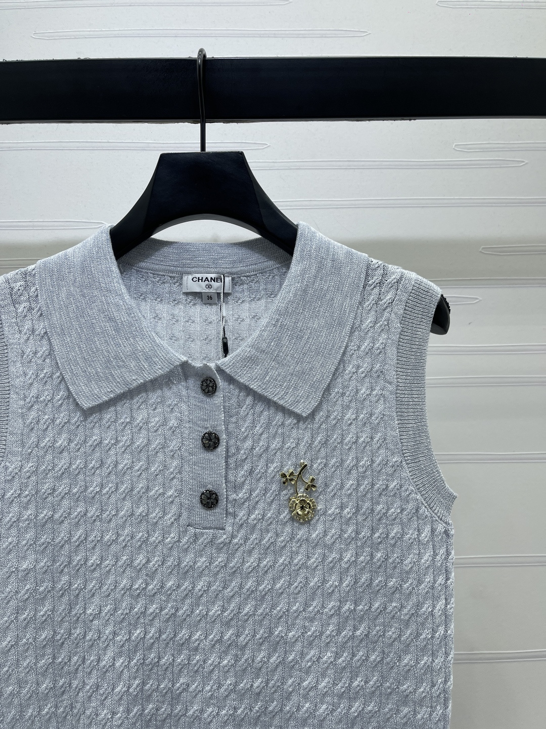 CHANEL シャネル ニット ポロネック セーター レディース インポート素材 ファッション グレー - 画像 2