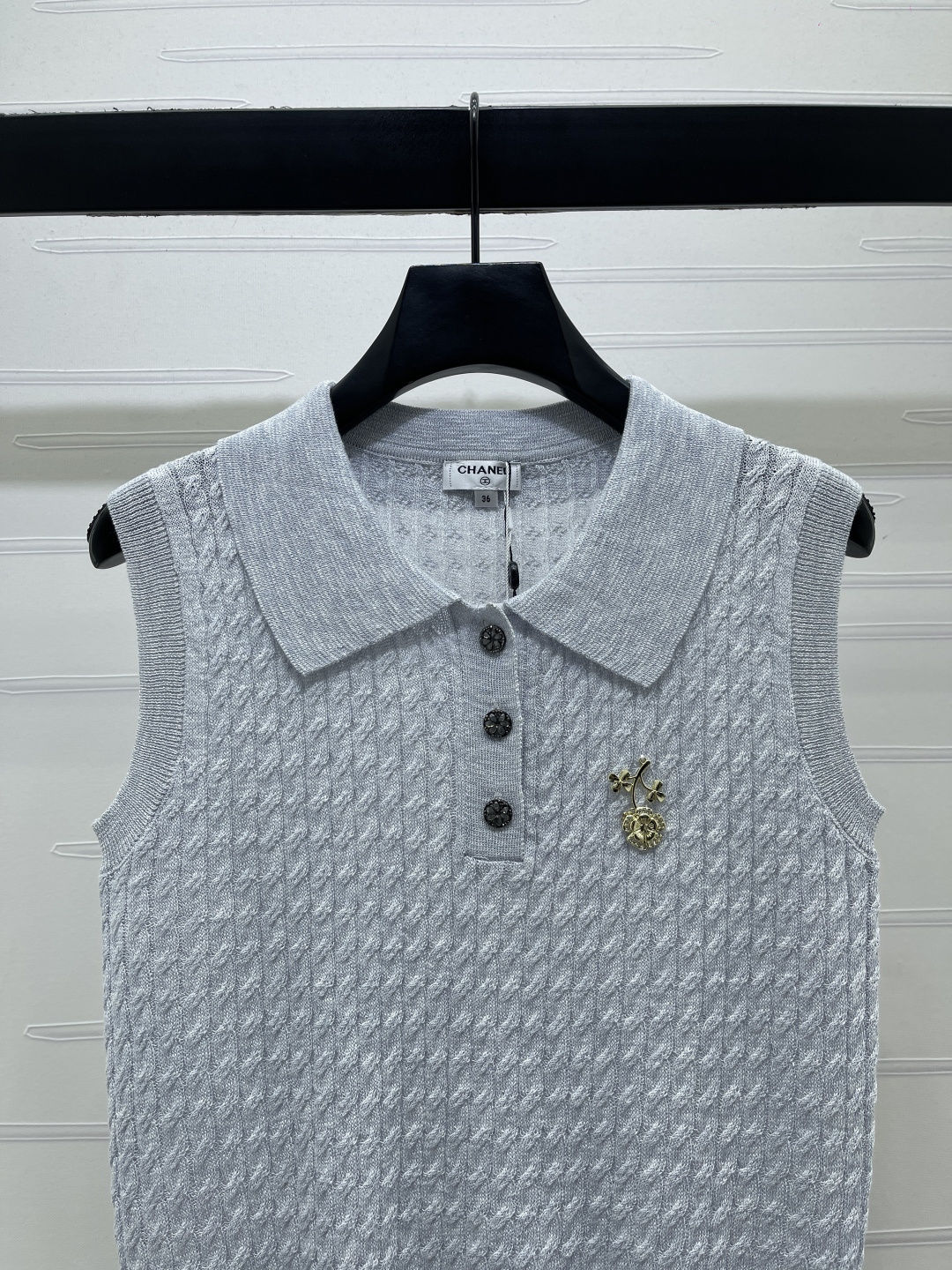 CHANEL シャネル ニット ポロネック セーター レディース インポート素材 ファッション グレー - 画像 4