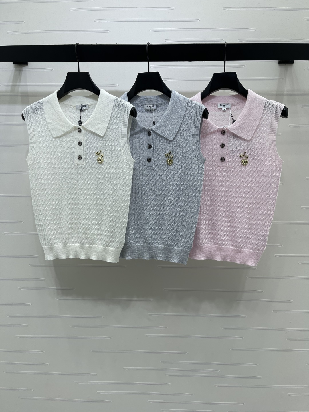 CHANEL シャネル ニット ポロネック セーター メンズ レディース ポロ襟 縞模様 3色展開
