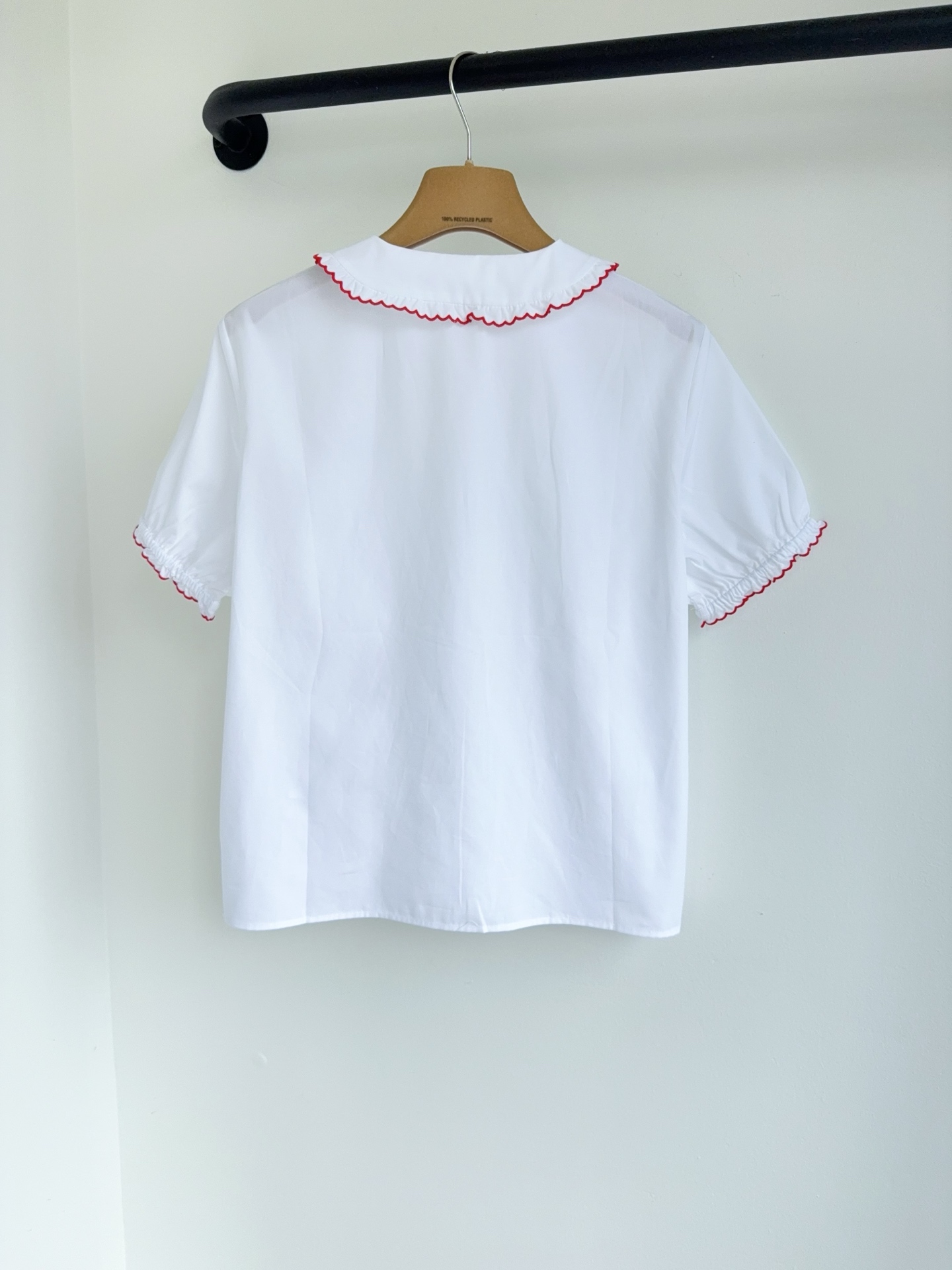 MIU MIU ミウミウ ファッション シャツ レディース フランス風リボン フリル襟 ロゴ刺繍 白 - 画像 3