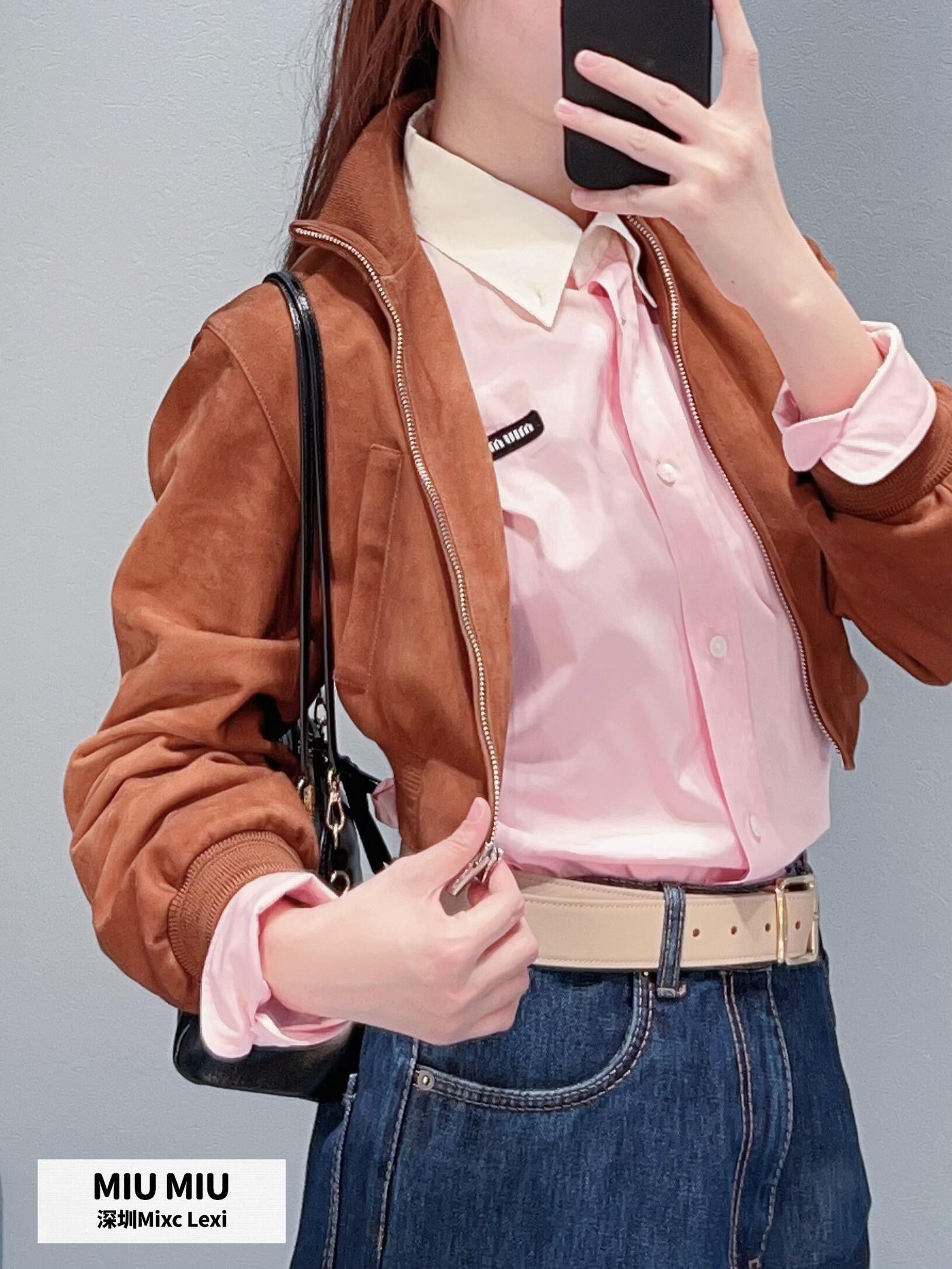MIU MIU ミウ ミウ シャツ レディース ロング丈 オーバーサイズ 薄手 ドット柄 ピンク - 画像 2