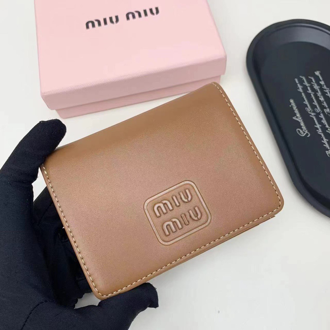 miu miu ミュウミュウ 折り財布 コンパクト メッシュ素材 黒 棕 藍 - 画像 6