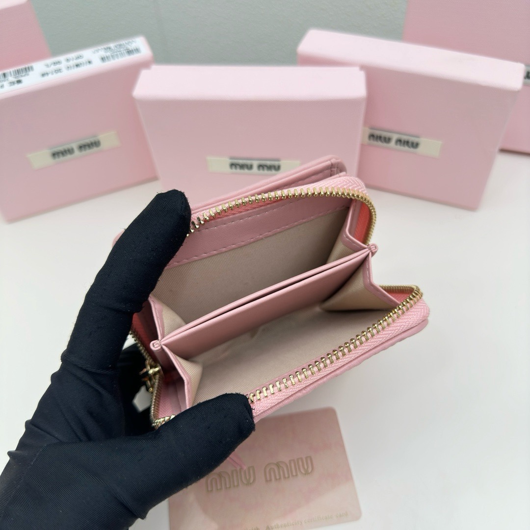 Miu Miu ミウミウ 長財布 ミニ財布 ラメレス ストラップ ピンク - 画像 8