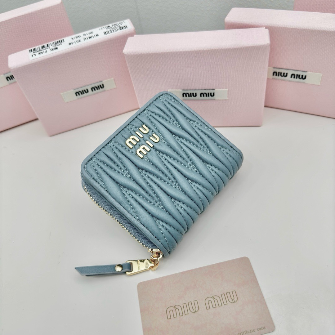 Miu Miu ミュウミュ 財布 ミニ財布 クロスボディ ミニウォレット 3511 黒 ピンク ブルー - 画像 2