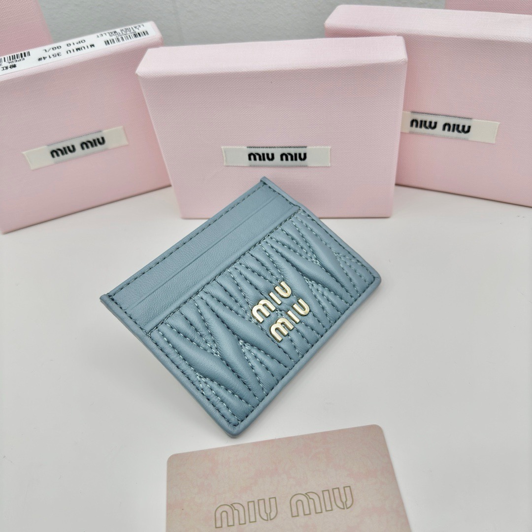 Miu Miu ミウミウ カードケース ポーチ ミニ財布 ブルー - 画像 3