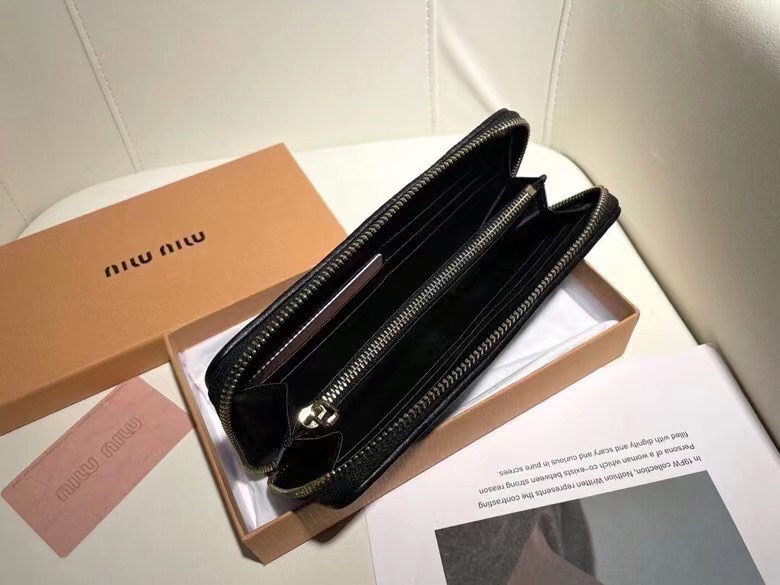 Miu Miu ミュウミュウ 長財布 ロングウォレット ファスナー ブラック - 画像 8
