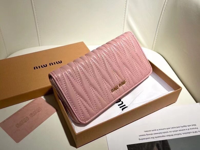 Miu Miu ミウミウ 長財布 ファブリック調 ロングウォレット ピンク