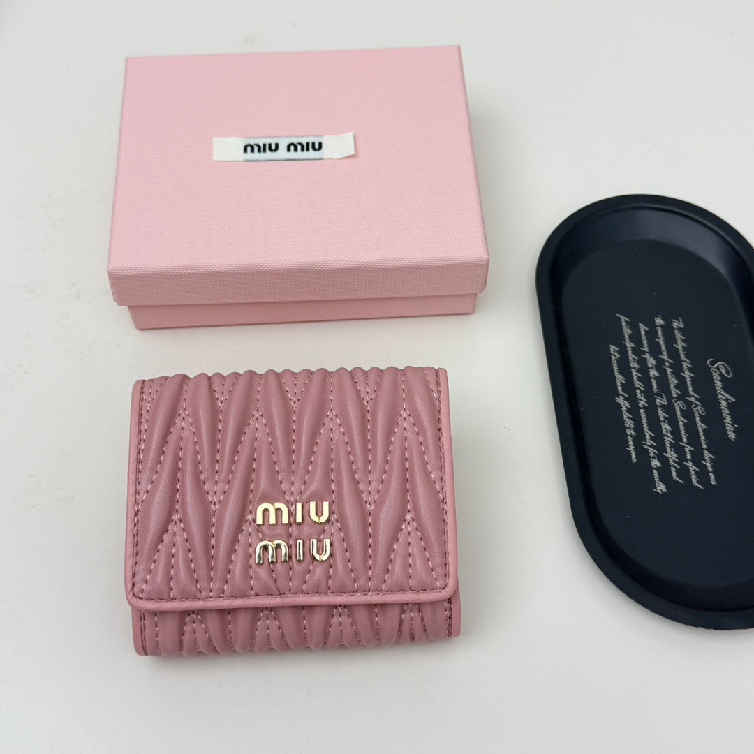 miumiu ミュウミュウ ミニ財布 ファブリック柄 キャンバス ピンク
