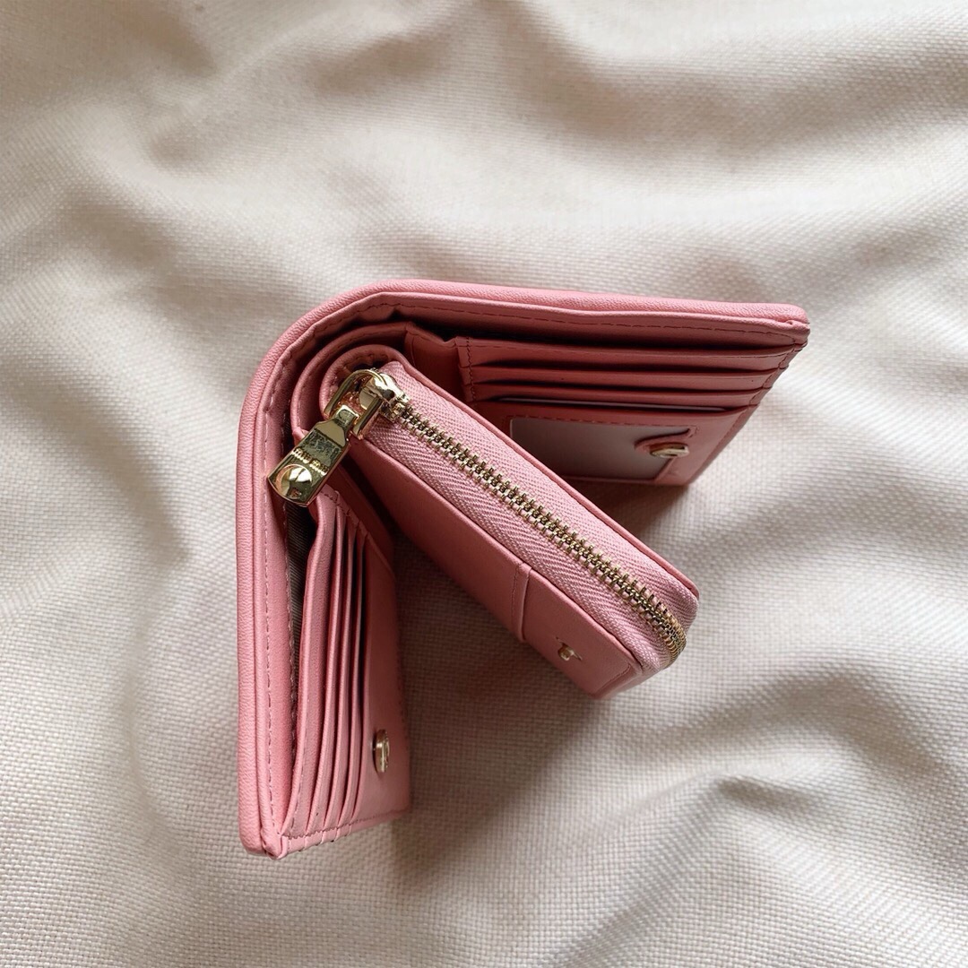 Miu Miu ミュウミュウ カードケース 本革仕様 ファスナー 2つ折り ピンク - 画像 9