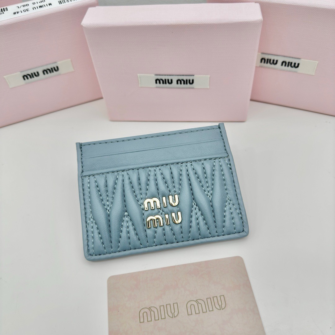 MIU MIU ミウミウ カードケース ミニ財布 プレス加工 ミニウォレット ブルー - 画像 2