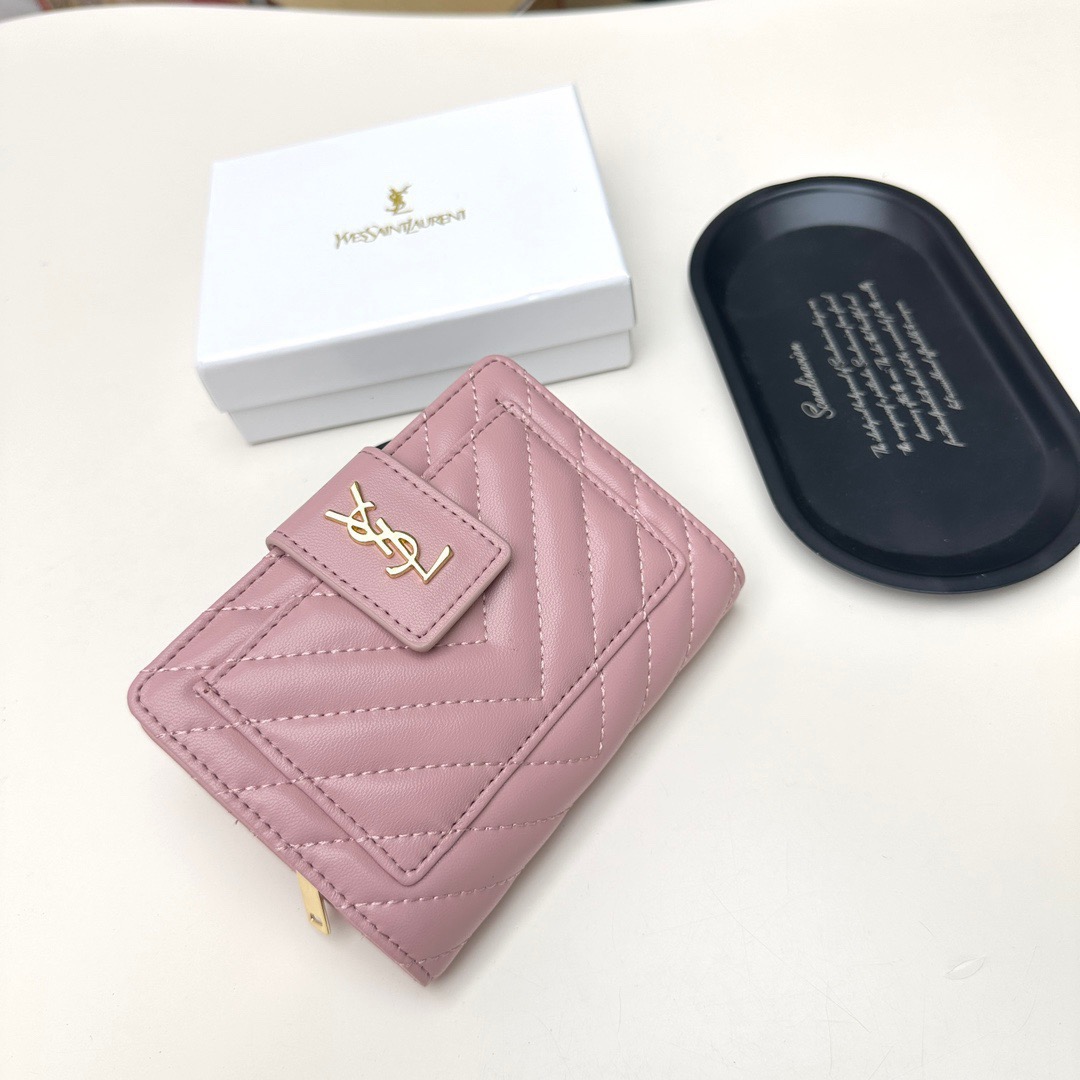 YSL イエスサンローラン 財布 ファスナー式 ポーチ カードケース ピンク - 画像 2