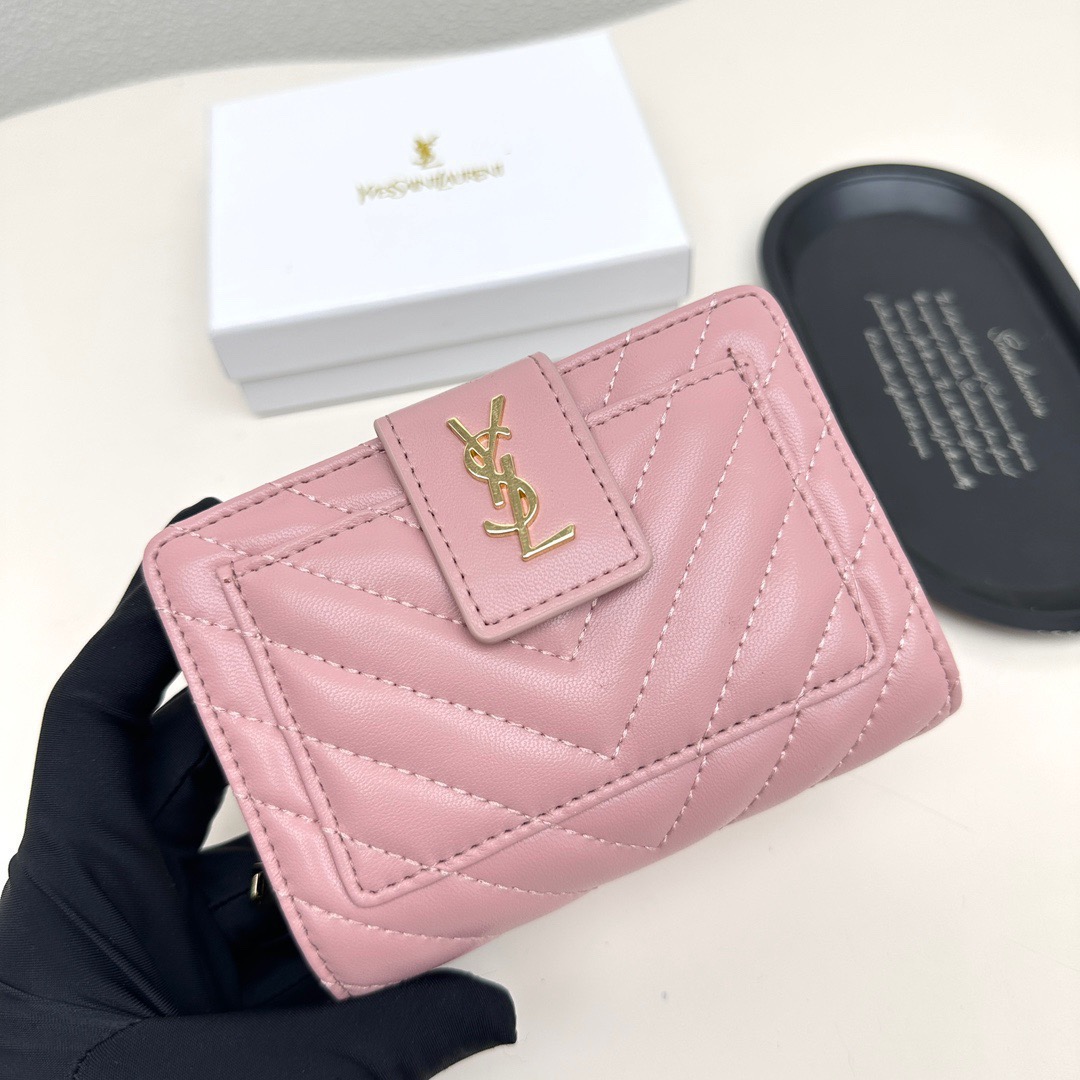YSL イエスサンローラン 財布 ファスナー式 ポーチ カードケース ピンク - 画像 4