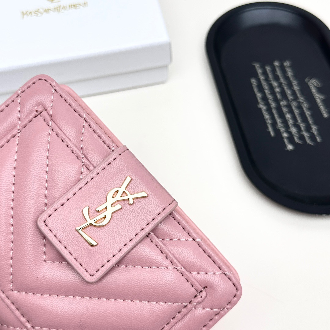 YSL イエスサンローラン 財布 ファスナー式 ポーチ カードケース ピンク - 画像 5