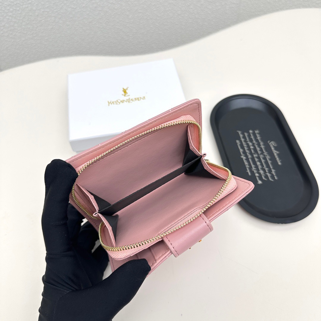 YSL イエスサンローラン 財布 ファスナー式 ポーチ カードケース ピンク - 画像 8