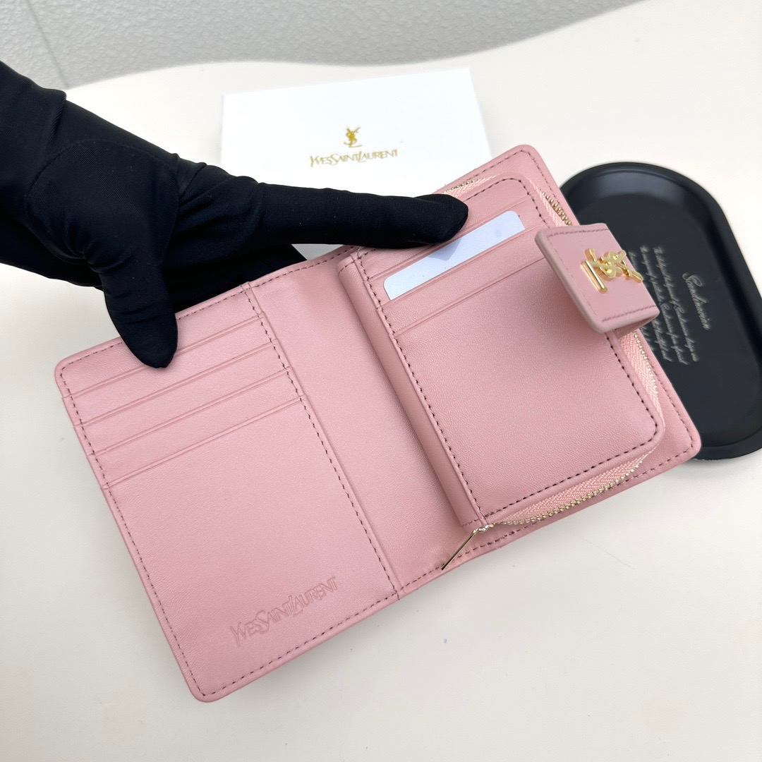 YSL イエスサンローラン 財布 ファスナー式 ポーチ カードケース ピンク - 画像 9
