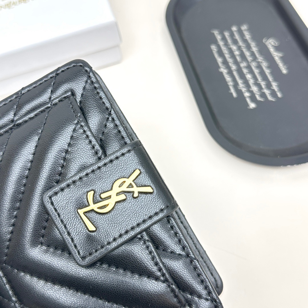 YSL イズナイアール 折り財布 ファスナー 黒 ピンク 全2色 - 画像 6