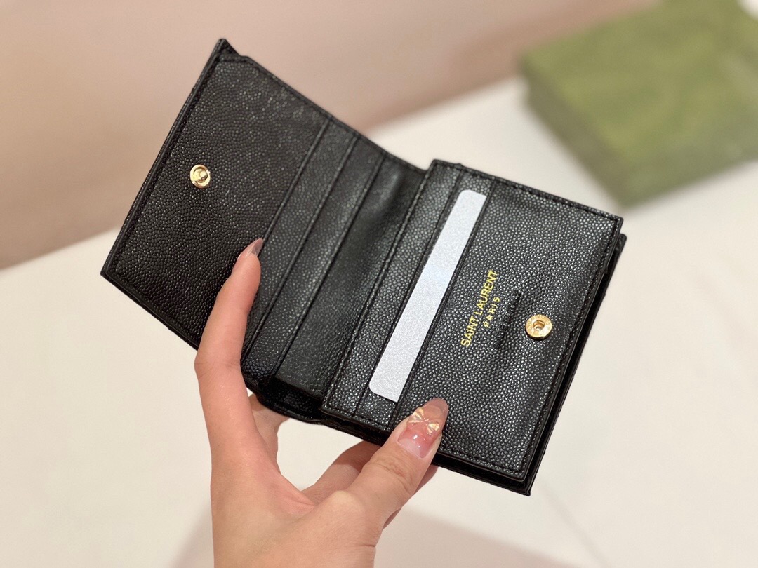 YSL サンローラン 財布 ラウンドファスナー 2つ折り ブラック レッド - 画像 8