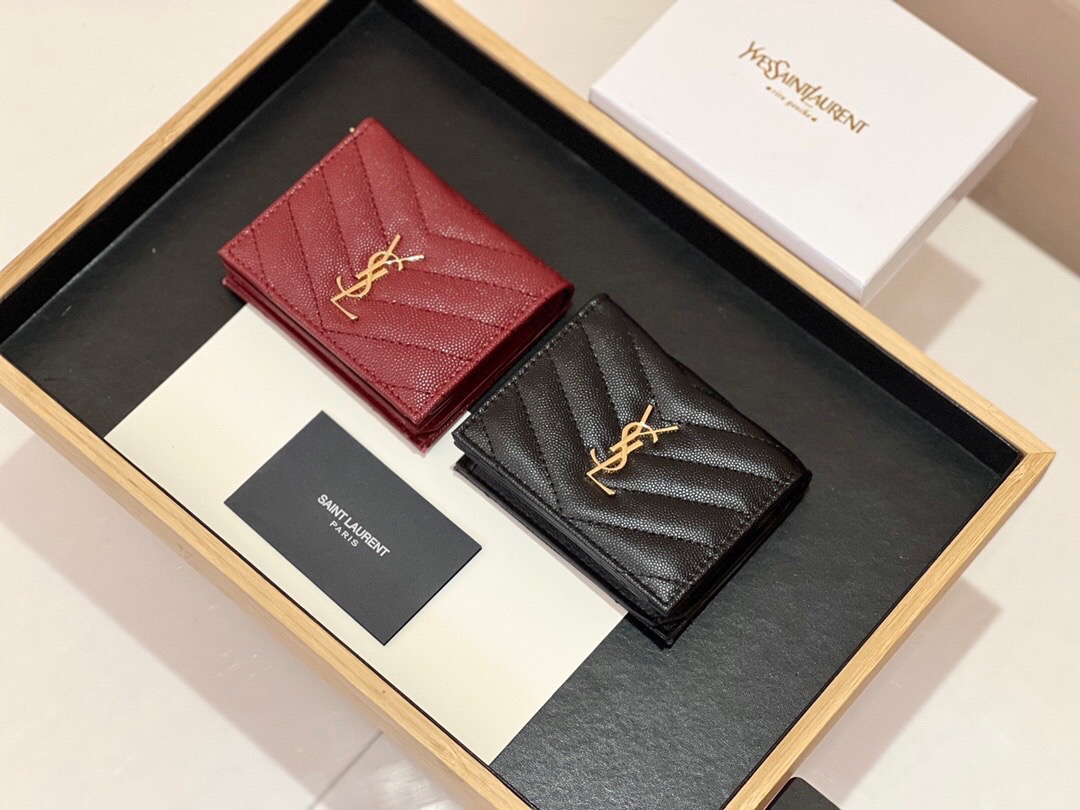 YSL サンローラン 財布 ラウンドファスナー 2つ折り ブラック レッド - 画像 9