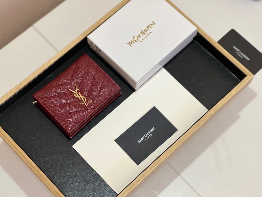 YSL サンローラン 財布 クアトロ ブラック レッド 35〜60全角文字 - 画像 3