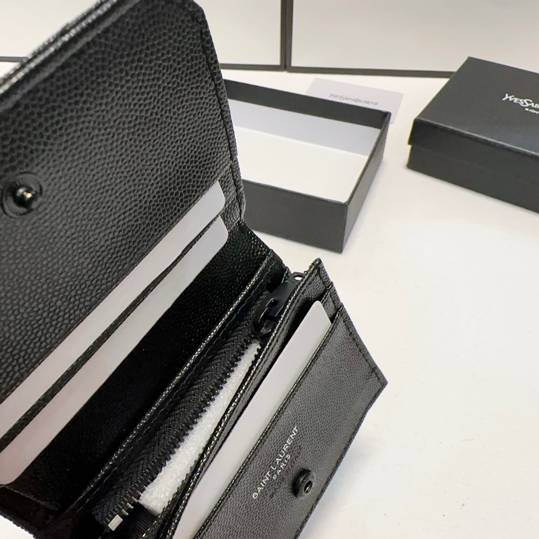 YSL ユエスエル 財布 コンパクト 折り財布 黒金 黒銀 黒黒 全3色 - 画像 9