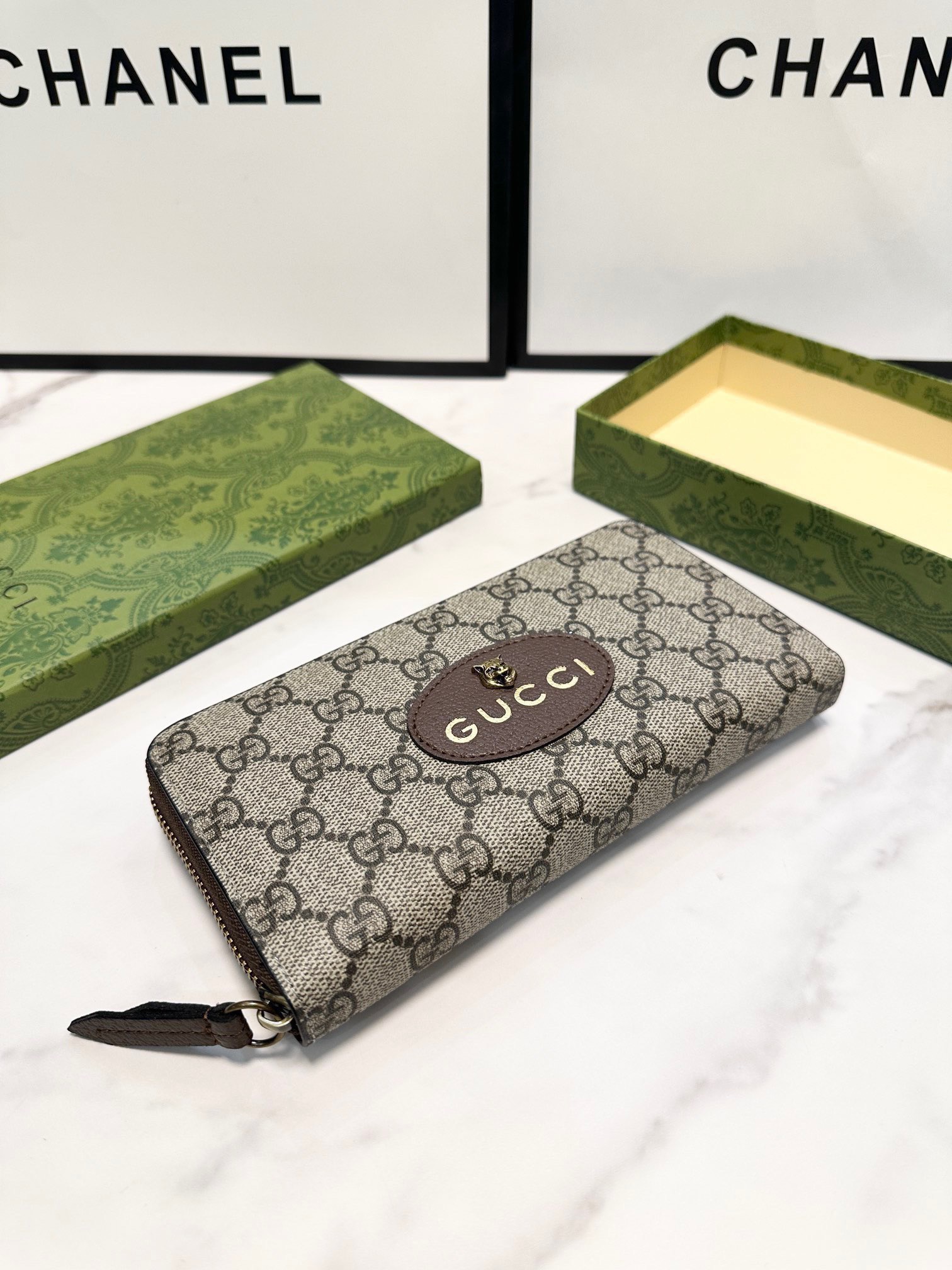 GUCCI グッチ グッチ ロングジップ財布 ブラック 本革 21x11cm - 画像 4