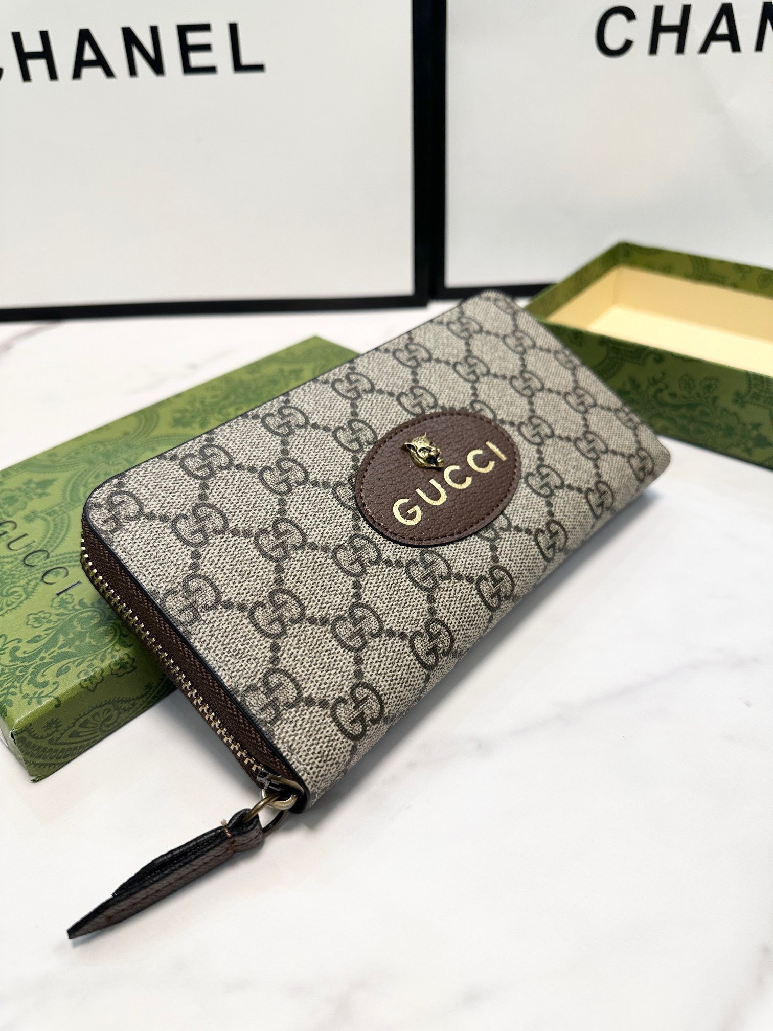GUCCI グッチ グッチ ロングジップ財布 ブラック 本革 21x11cm - 画像 7