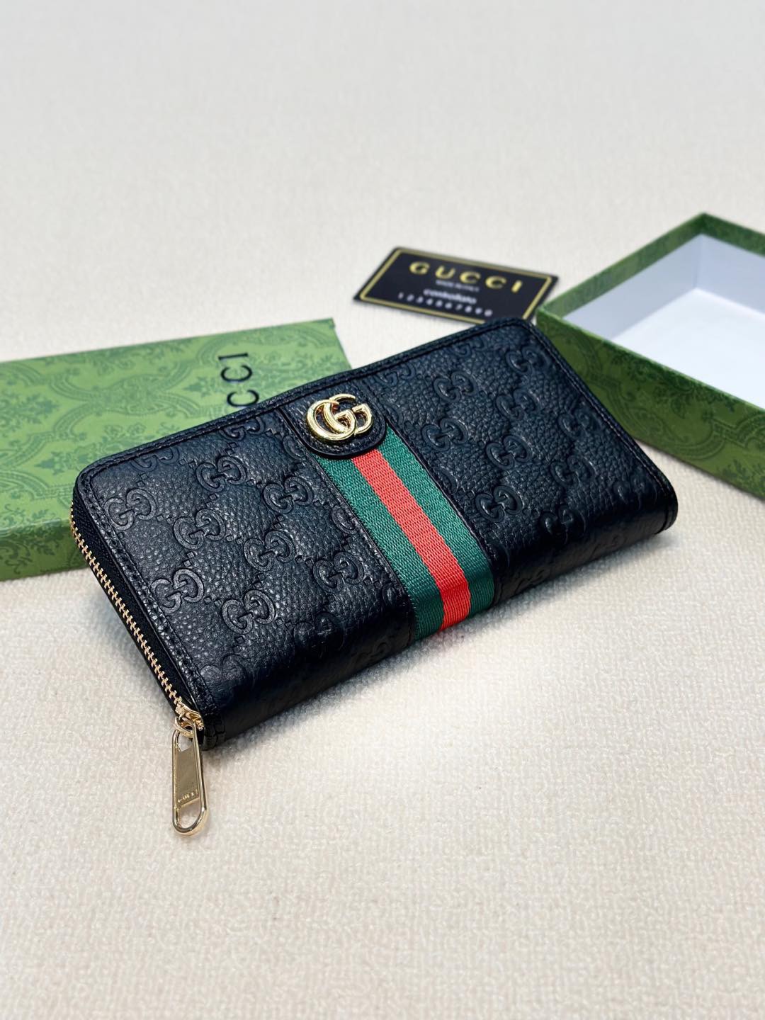 GUCCI グッチ ロングジップ財布 本革 ロングウォレット ブラック - 画像 4