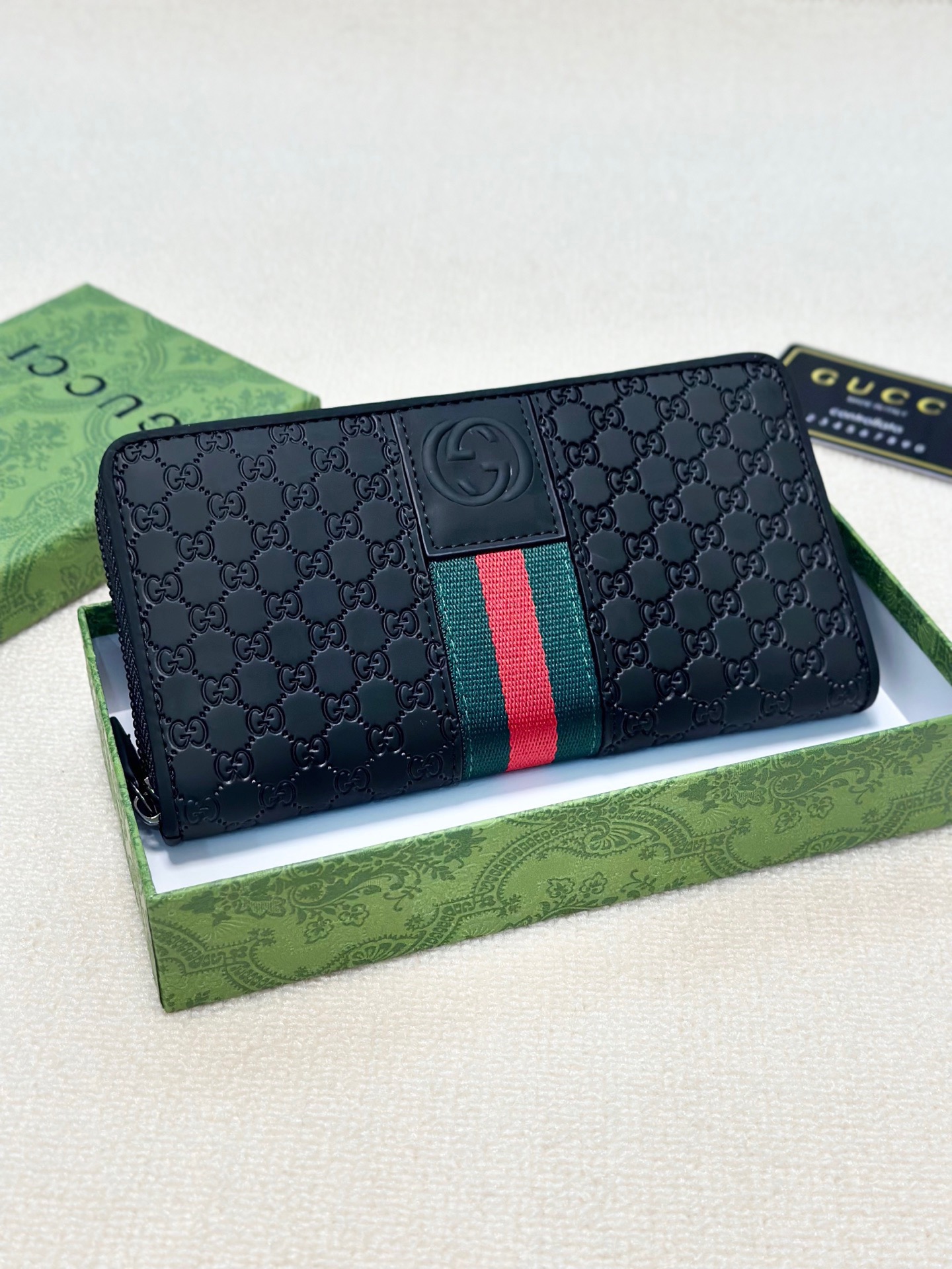 GUCCI グッチ ロングウォレット 長財布 黒 本革仕様 ジップアラウンド ミニ財布