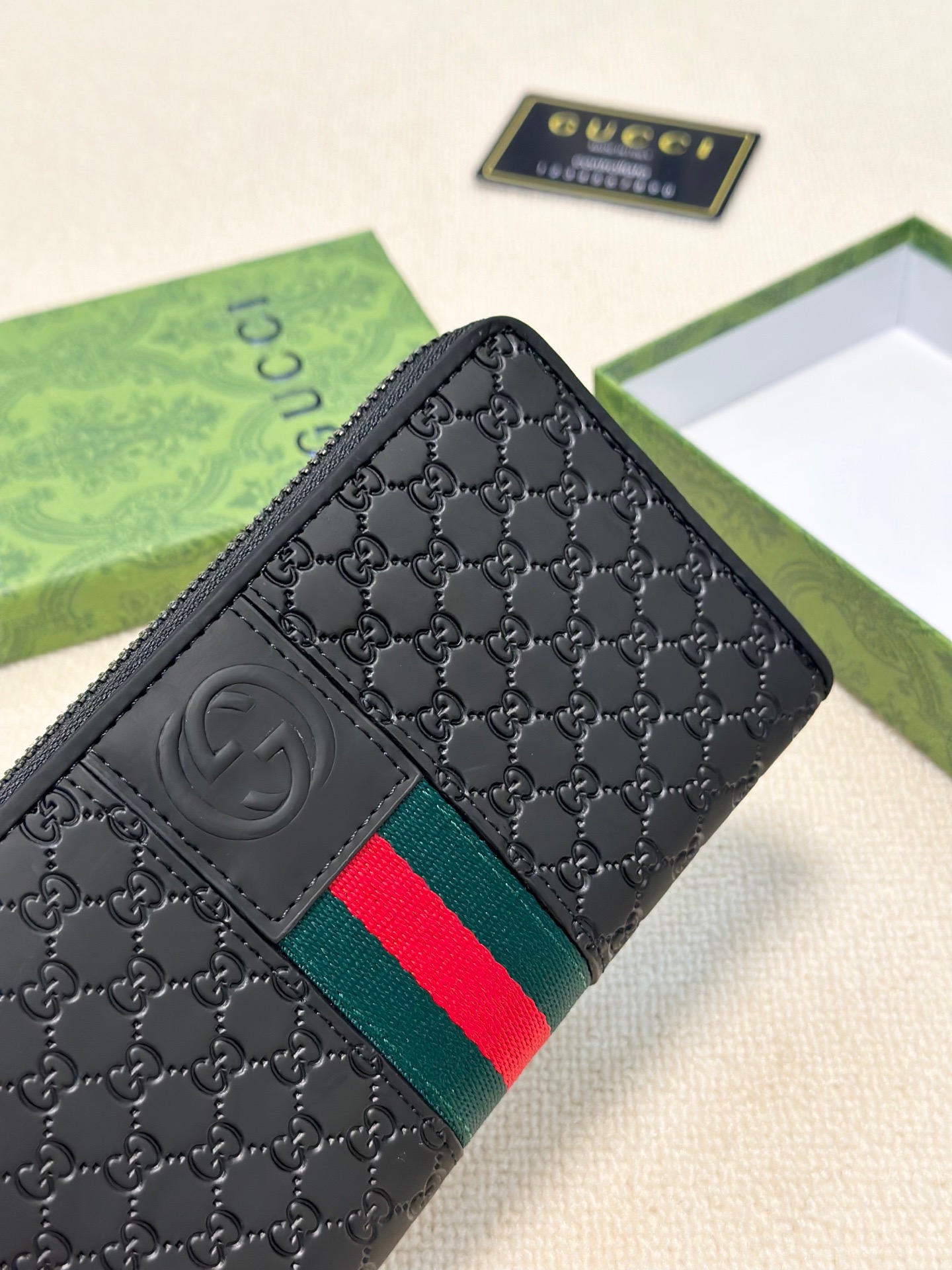 GUCCI グッチ ロングウォレット 長財布 黒 本革仕様 ジップアラウンド ミニ財布 - 画像 5