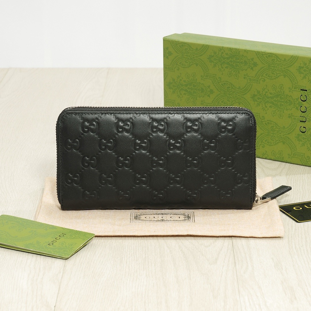 GUCCI グッチ ロングジップ長財布 本革仕様 黒 20x10cm - 画像 2