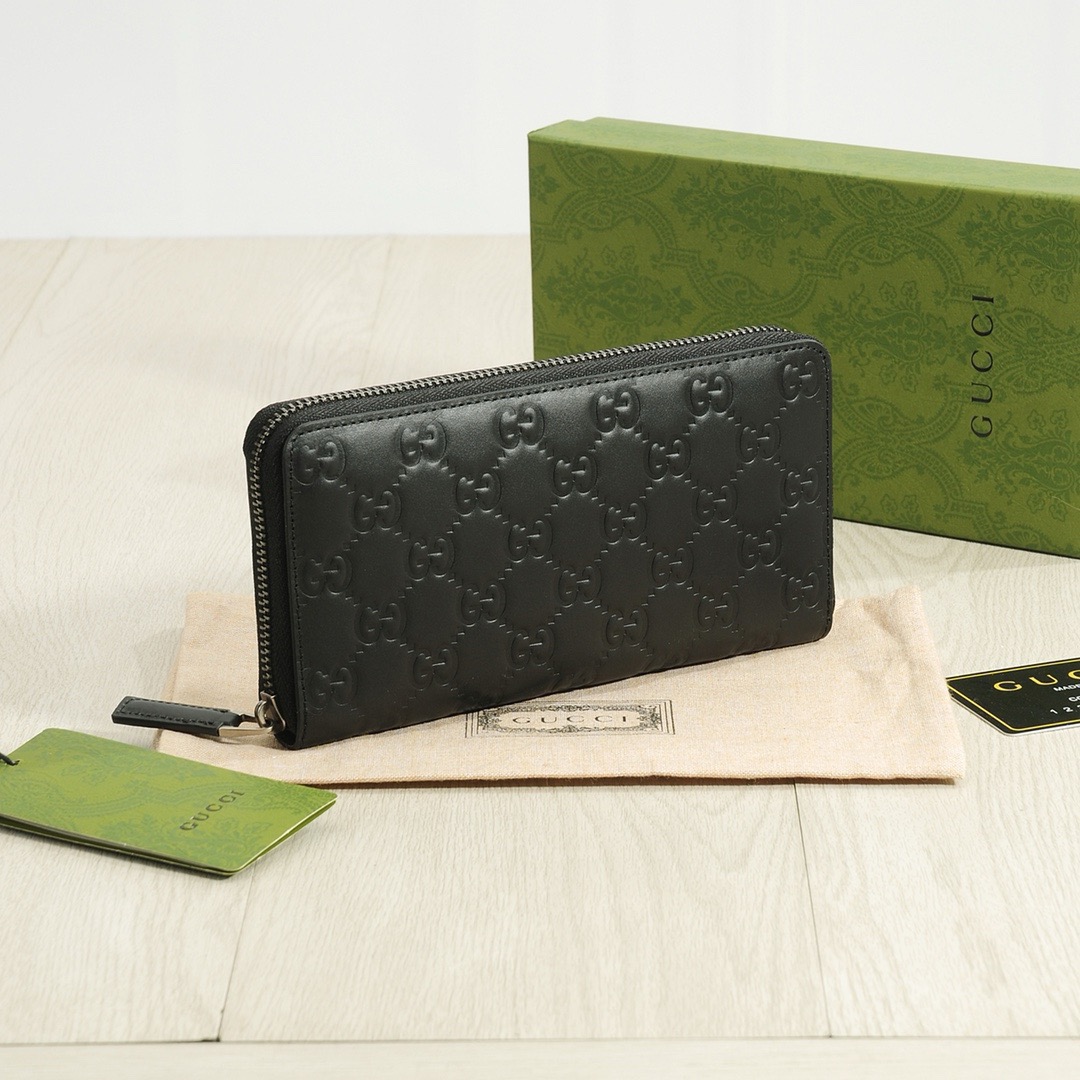 GUCCI グッチ ロングジップ長財布 本革仕様 黒 20x10cm - 画像 3