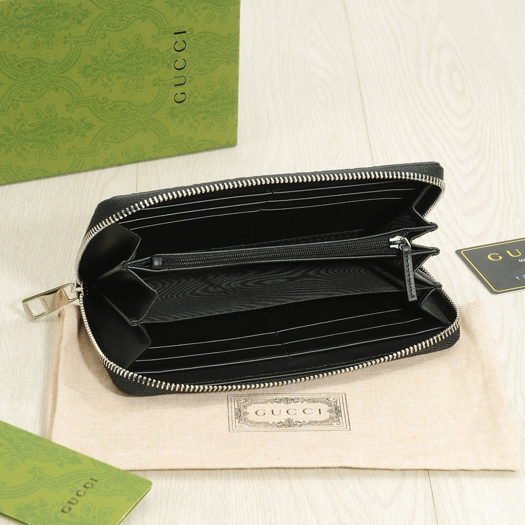 GUCCI グッチ ロングジップ長財布 本革仕様 黒 20x10cm - 画像 7