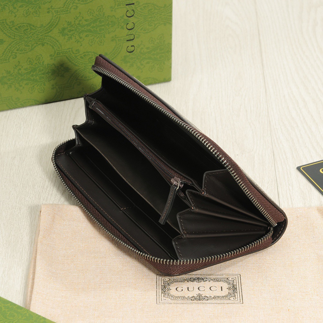GUCCI グッチ グッチ ロングウォレット ファスナータイプ ベージュ ブラウン 黒 - 画像 8