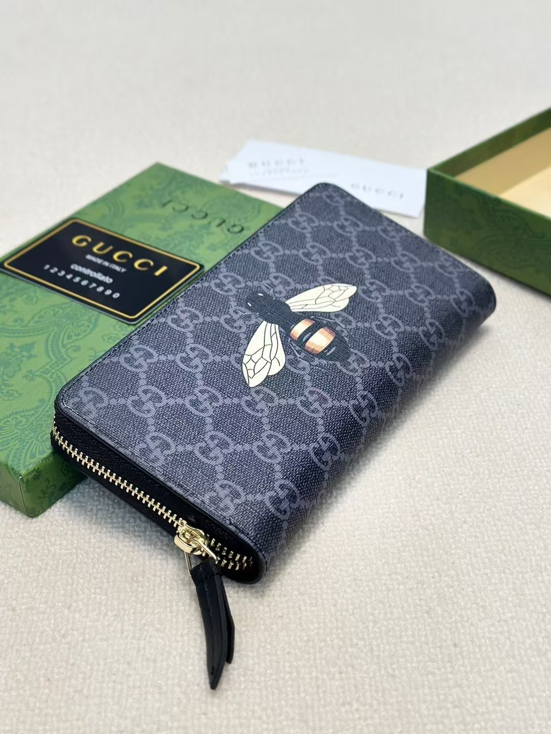 GUCCI グッチ グッチ ロングジップ財布 ブラック ブラウン 全2色 - 画像 3