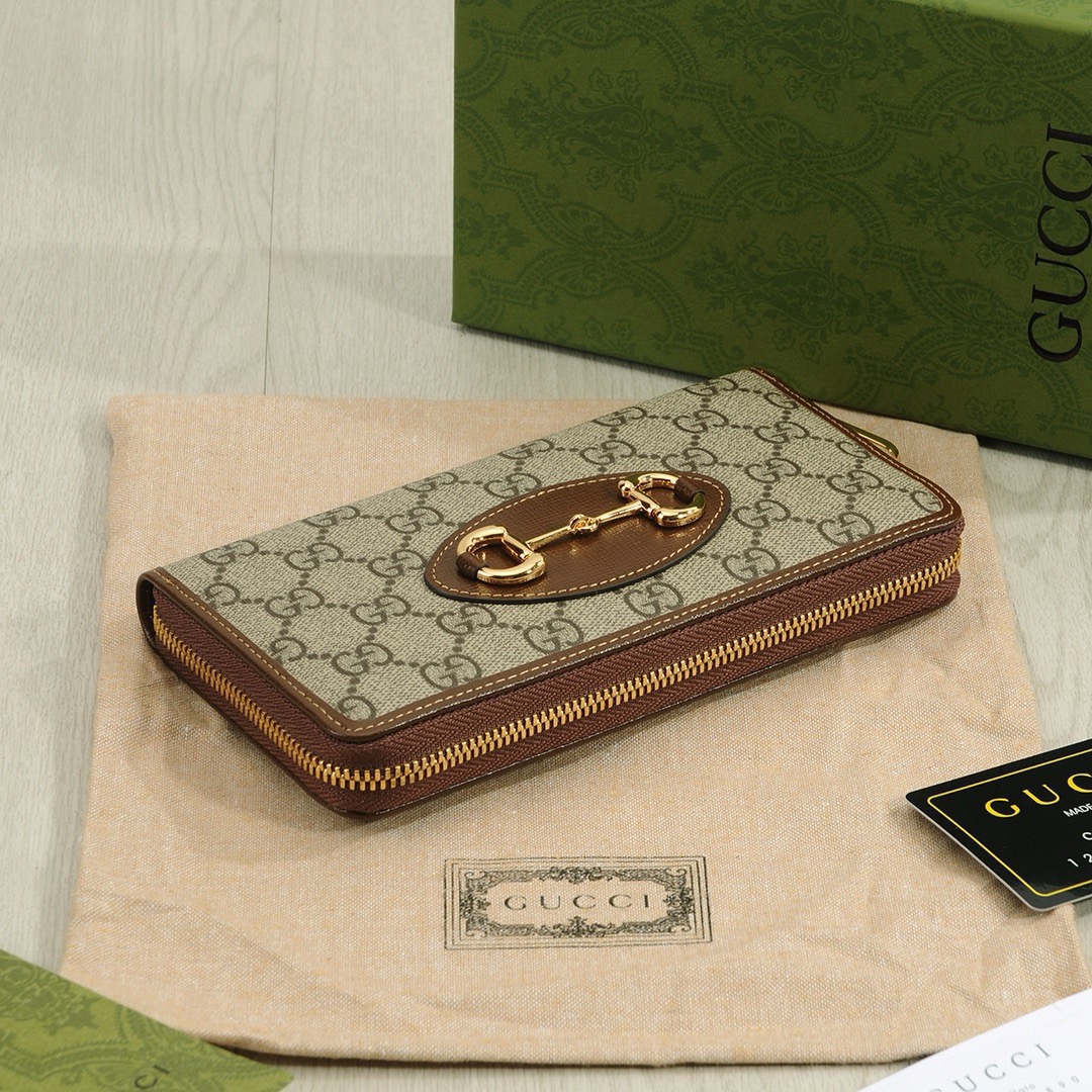 GUCCI グッチ グッチ ロングジップウォレット ブラウン 黒 21x11cm - 画像 7