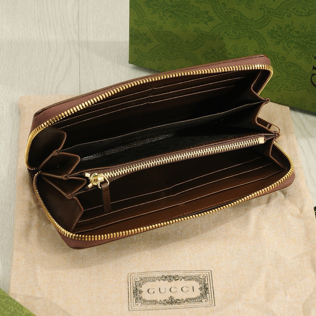 GUCCI グッチ グッチ ロングジップウォレット ブラウン 黒 21x11cm - 画像 8