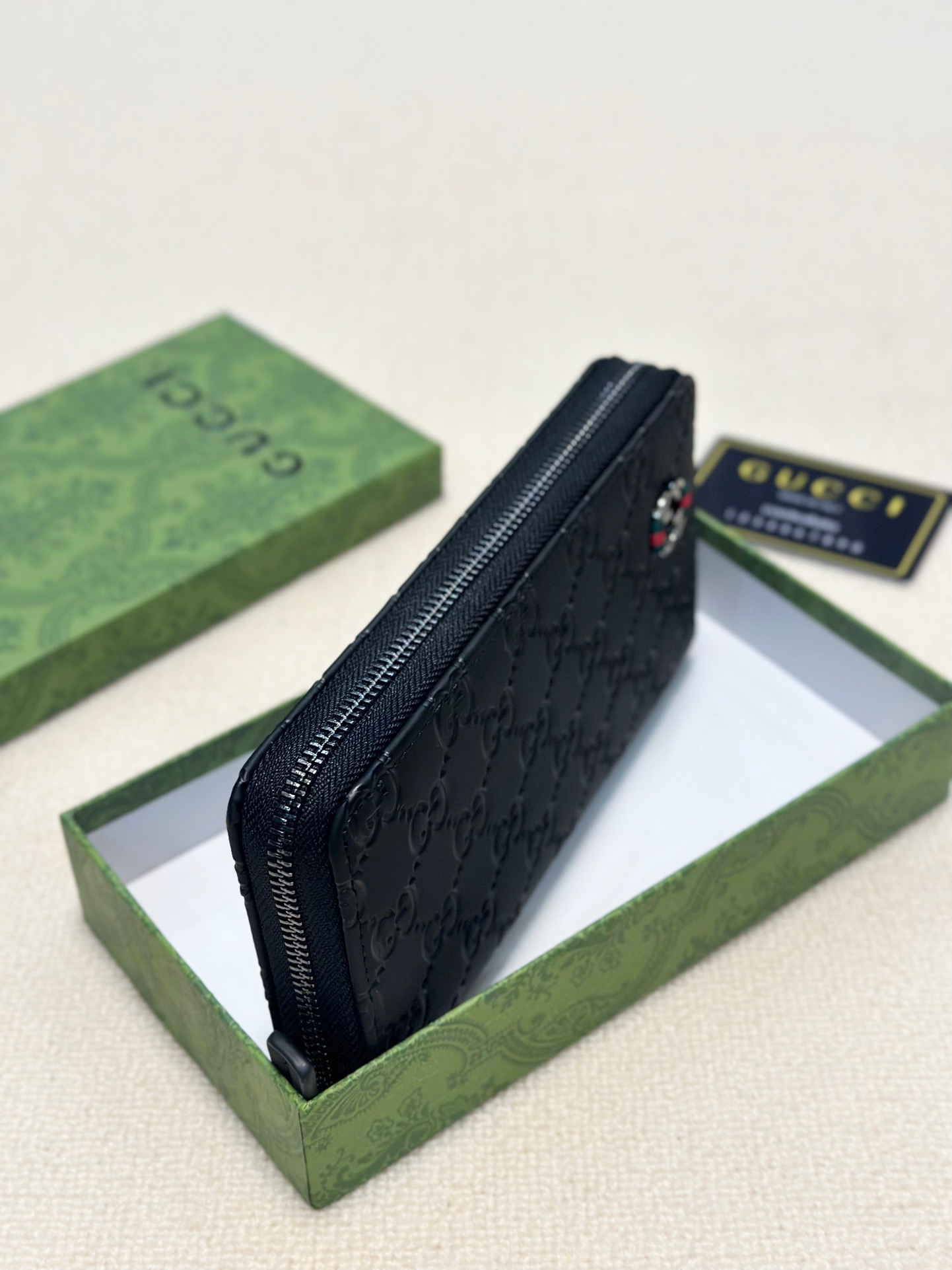 GUCCI グッチ 長財布 ロングウォレット 黒色 グッチ柄 本革 20x10cm - 画像 3