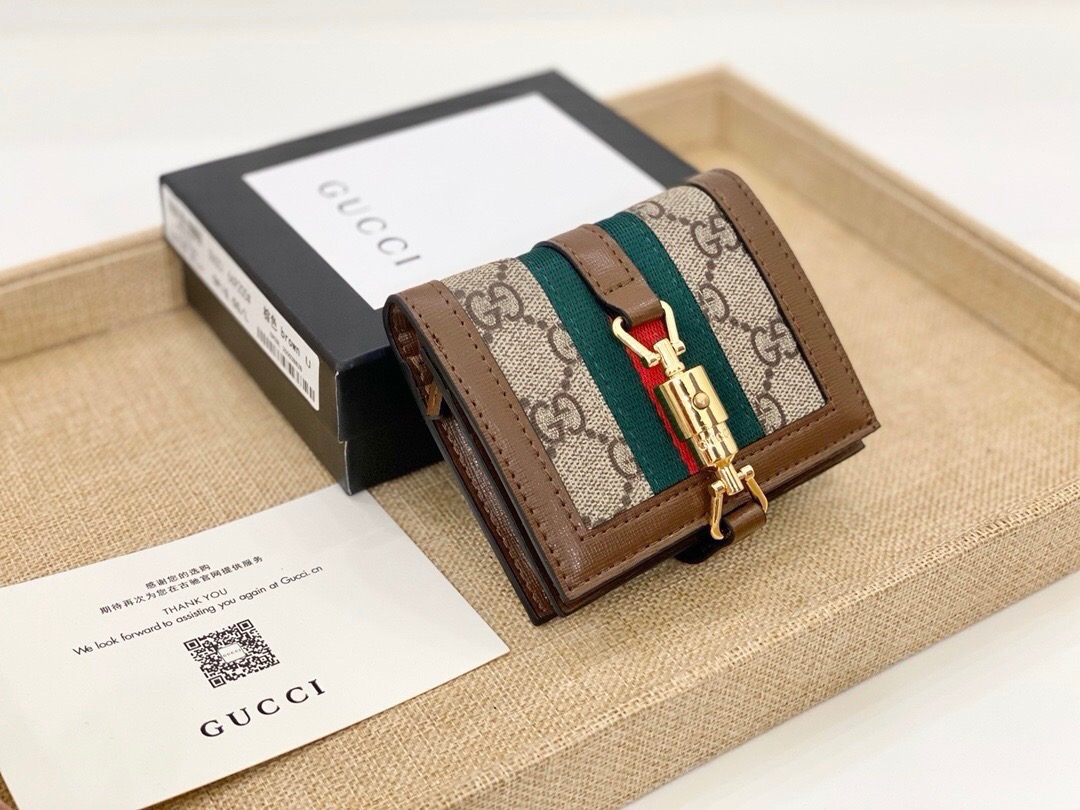 GUCCI グッチ 財布 コンパクト 折り財布 本革仕様 カード収納 ブラウン