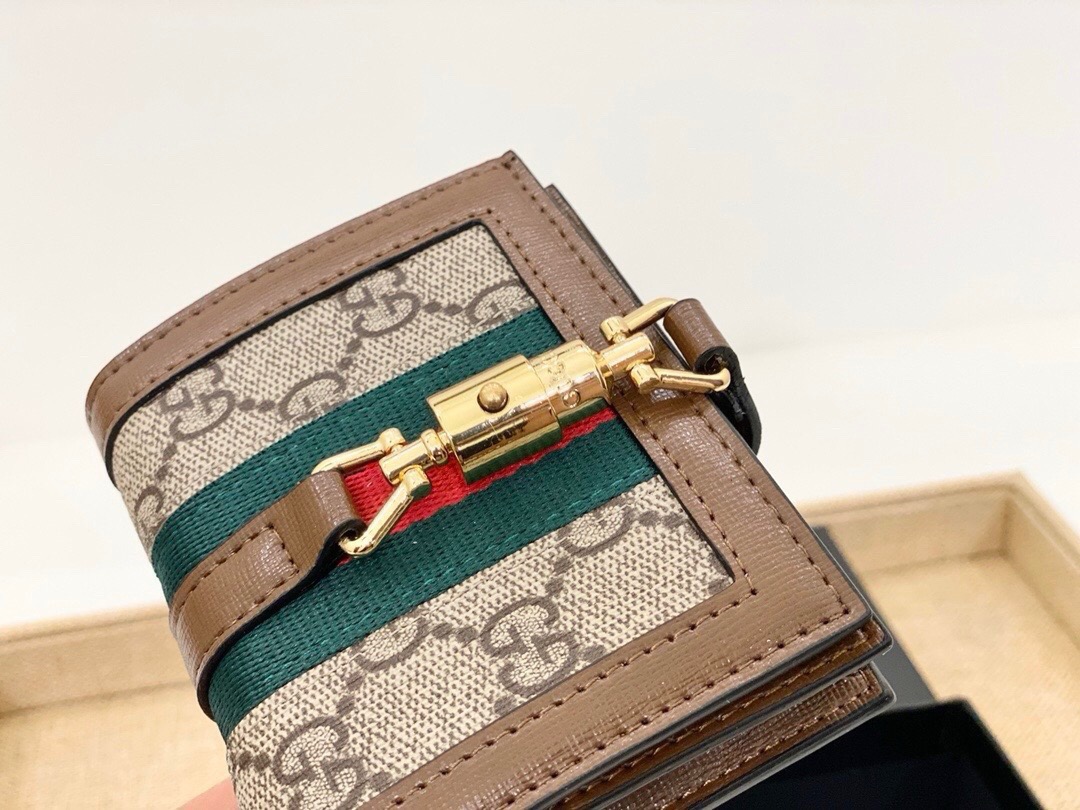 GUCCI グッチ 財布 コンパクト 折り財布 本革仕様 カード収納 ブラウン - 画像 2