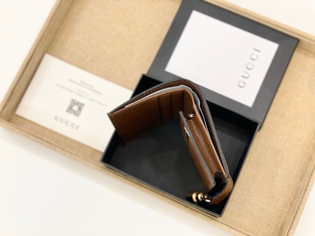 GUCCI グッチ 財布 コンパクト 折り財布 本革仕様 カード収納 ブラウン - 画像 9