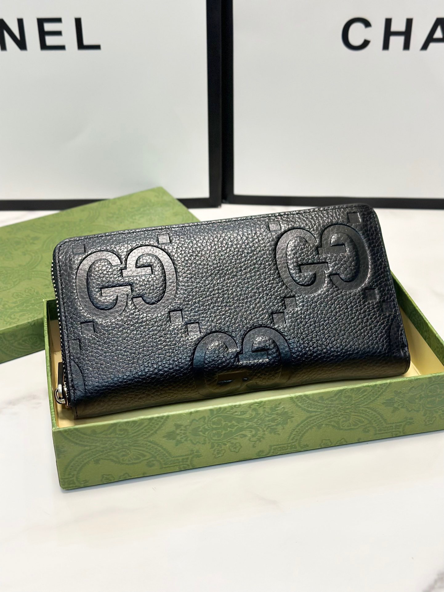 GUCCI グッチ 長財布 ファスナー 19x10 黒