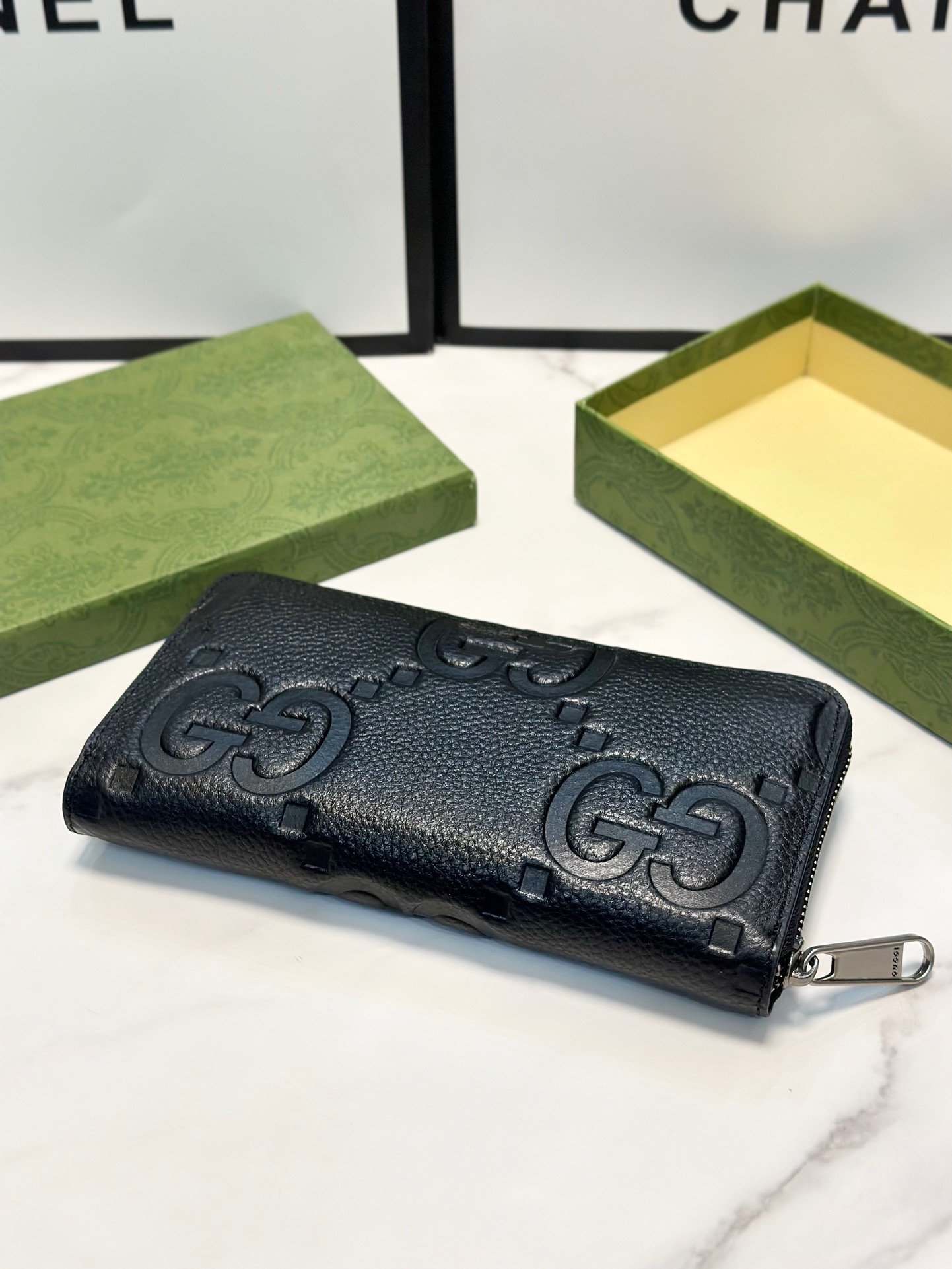 GUCCI グッチ 長財布 ファスナー 19x10 黒 - 画像 4