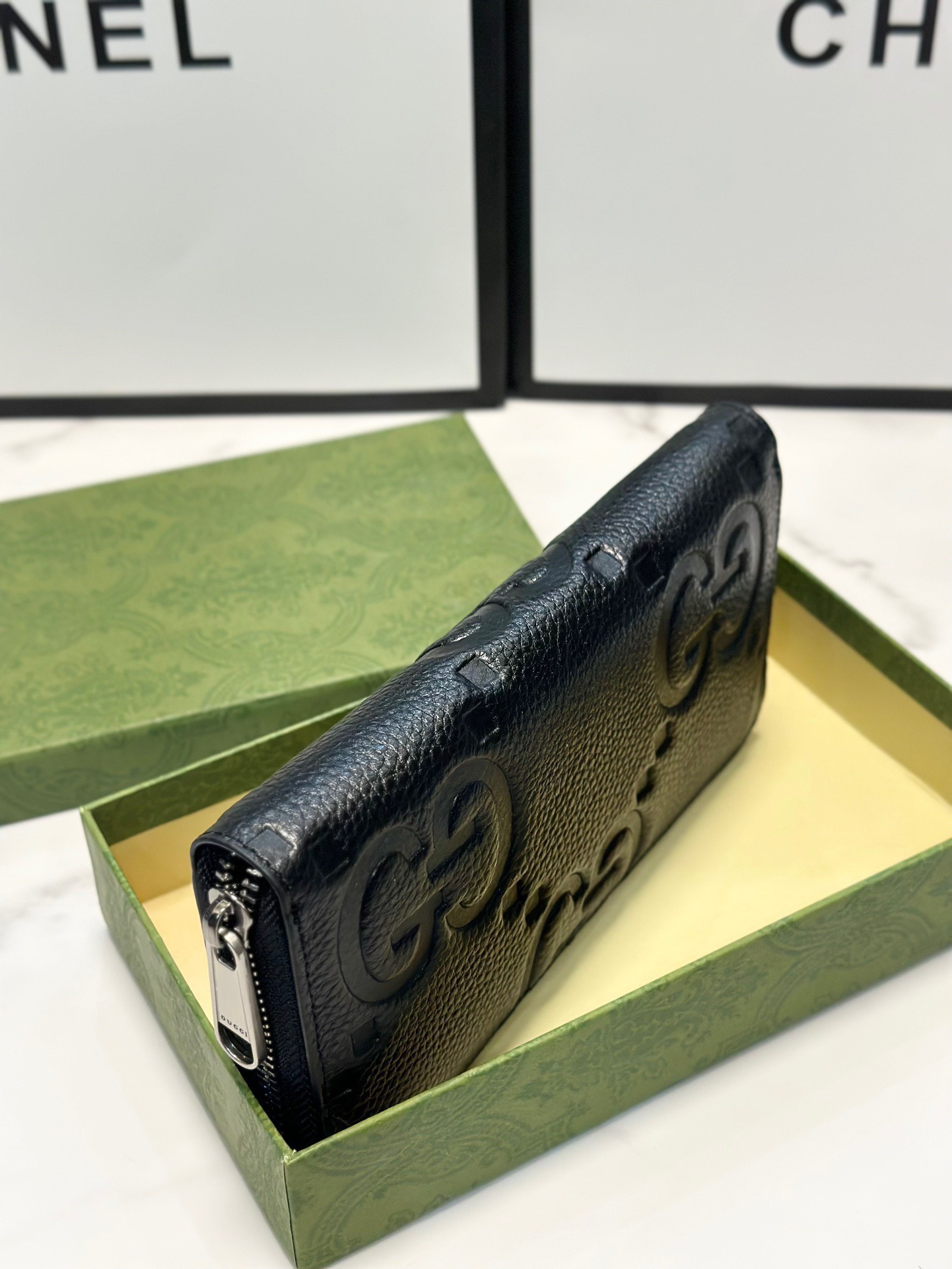 GUCCI グッチ 長財布 ファスナー 19x10 黒 - 画像 7